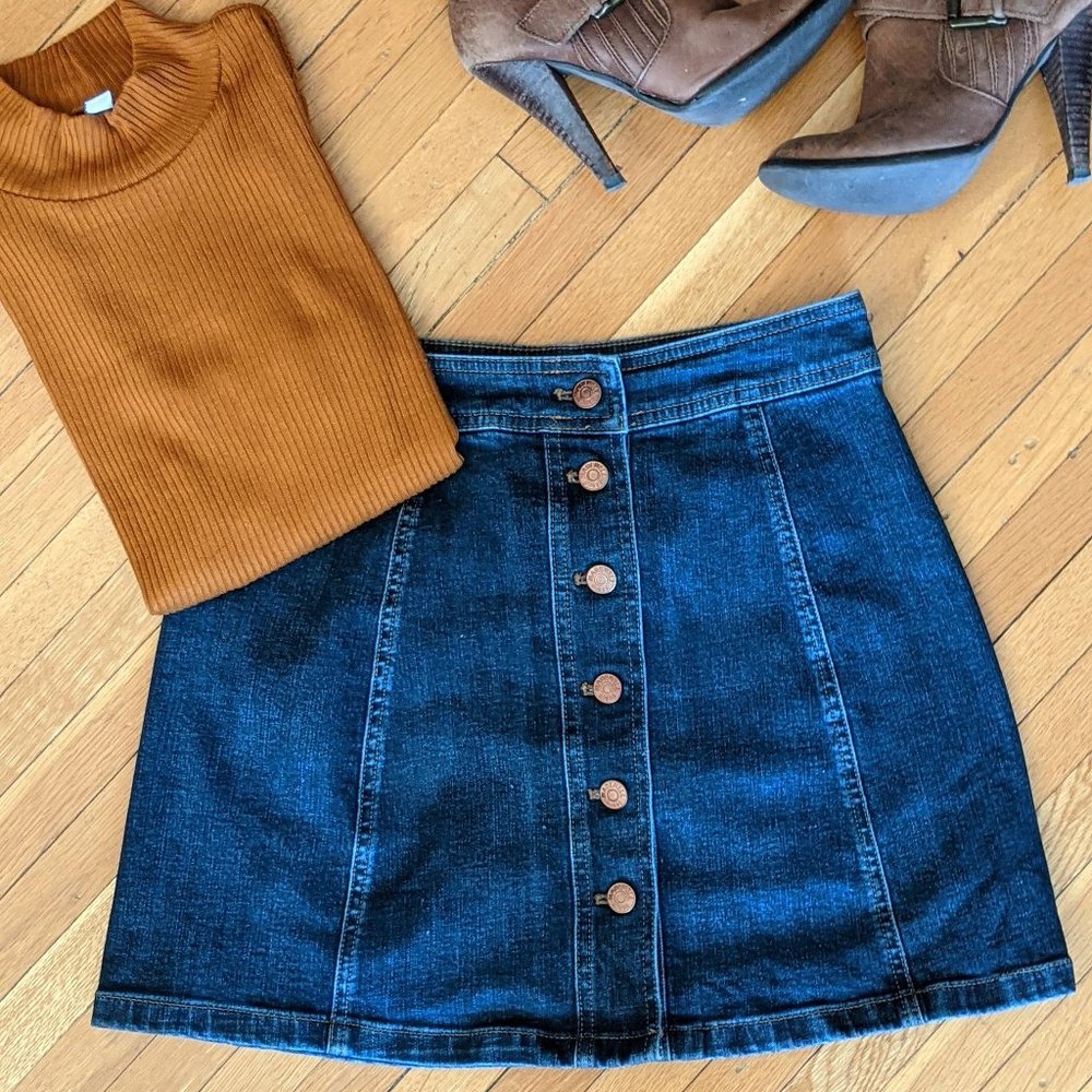 Madewell Denim A-Line Mini Skirt: Button-Front